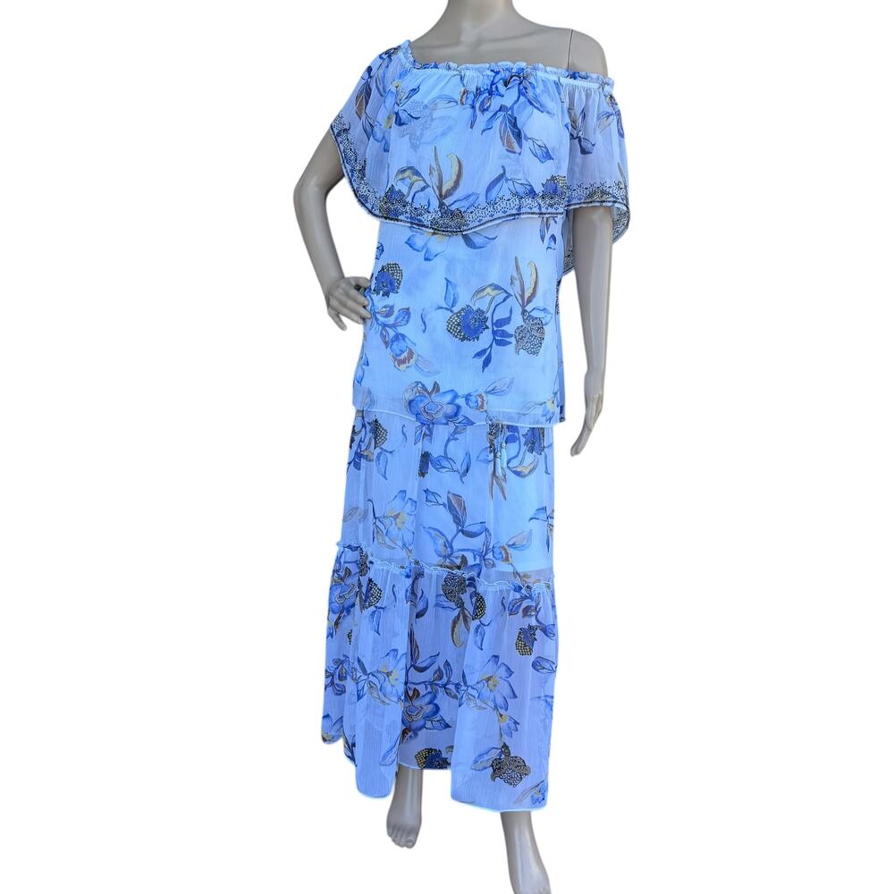 WHBM Floral 2 Pc Off Shoulder Maxi Skirt Set M - Picture 15 of 16